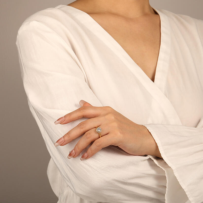 "Balmy You" Round Cut Halo Engagement Ring