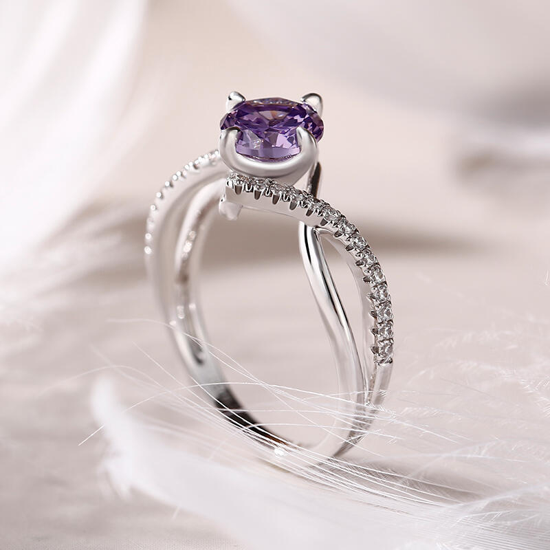 Jeulia Anillo 10K/14K/18K Platino de Boda Simple Trenzado Personalizado Corte Redondo