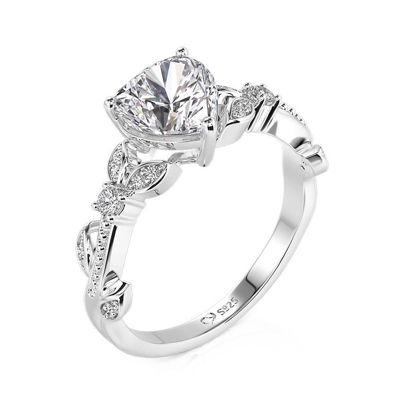 Jeulia Fine Vine Heart Engagement Ring Sterling Sliver