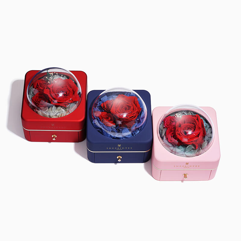 "Preserved Forever Rose" Square-Shaped Jewelry Box Pink