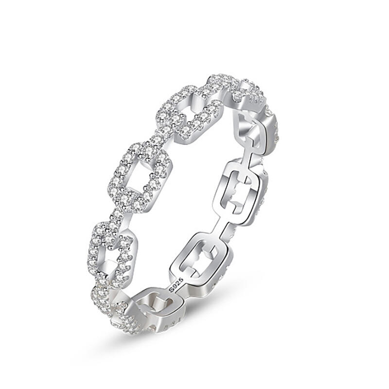 Jeulia Classic Chain Womens Ring Sterling Silver