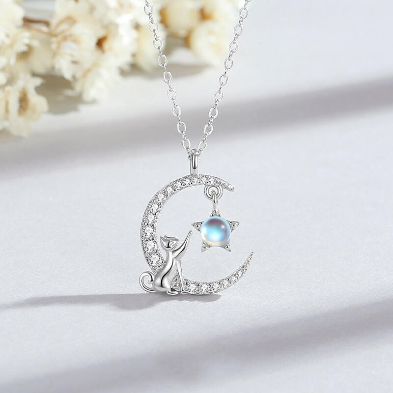 Jeulia Moon Huggers ムーンストーン キャットネックレス