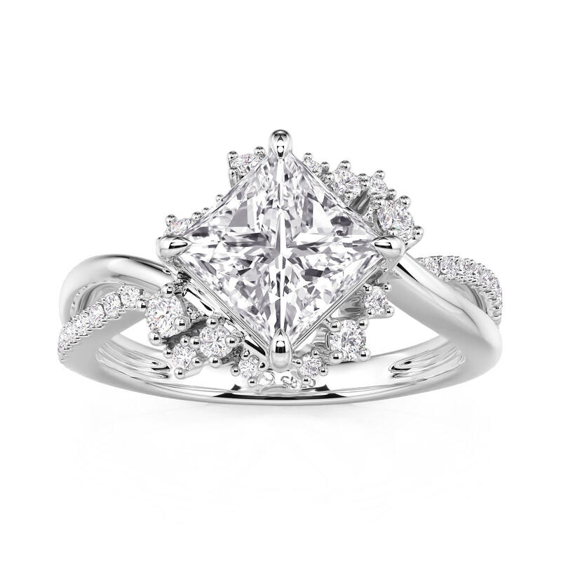 Jeulia Olivetta Twist Princess Cut Engagement Ring