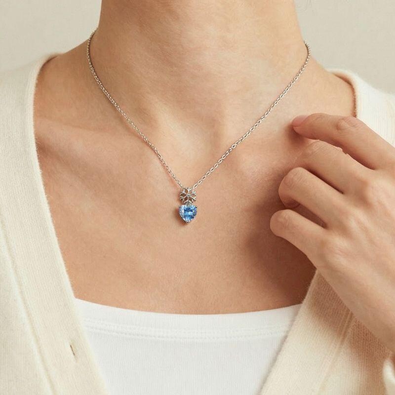 Jeulia Custom Snowflake Heart Birthstone Necklace