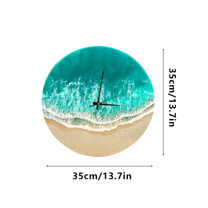 Serene Coastal Wave Resin Wall Clock Handcrafted Housewarming Art - Reslol