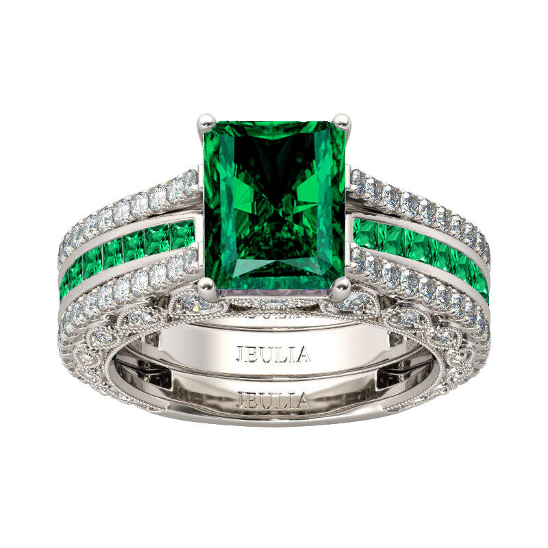 Jeulia Interchangeable Radiant Cut Sterling Silver Ring Set