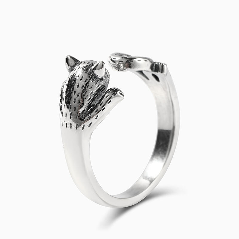 Jeulia "The Finger Pet" Cat Sterling Silver Open Ring