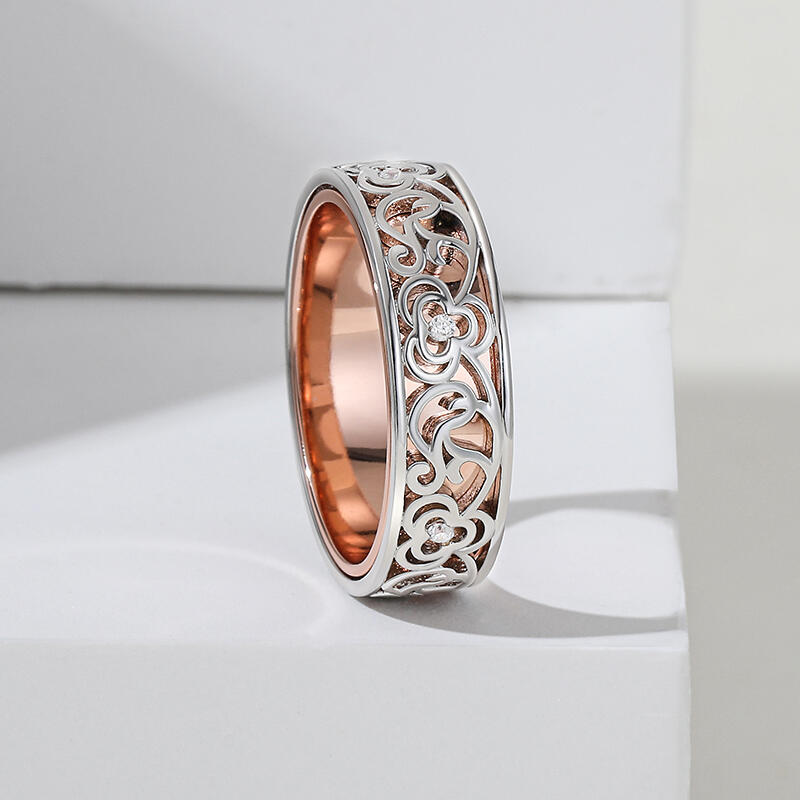 Jeulia Rosegold & Silber Zweifarbig Rundschliff Sterling Silber Damen Bandringe