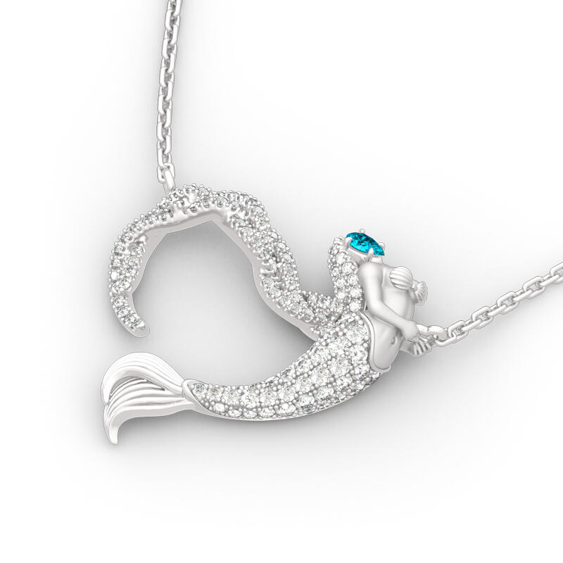 Jeulia "Ocean's Light" Sterling Silver Mermaid Gift Necklace for Valentine's Day