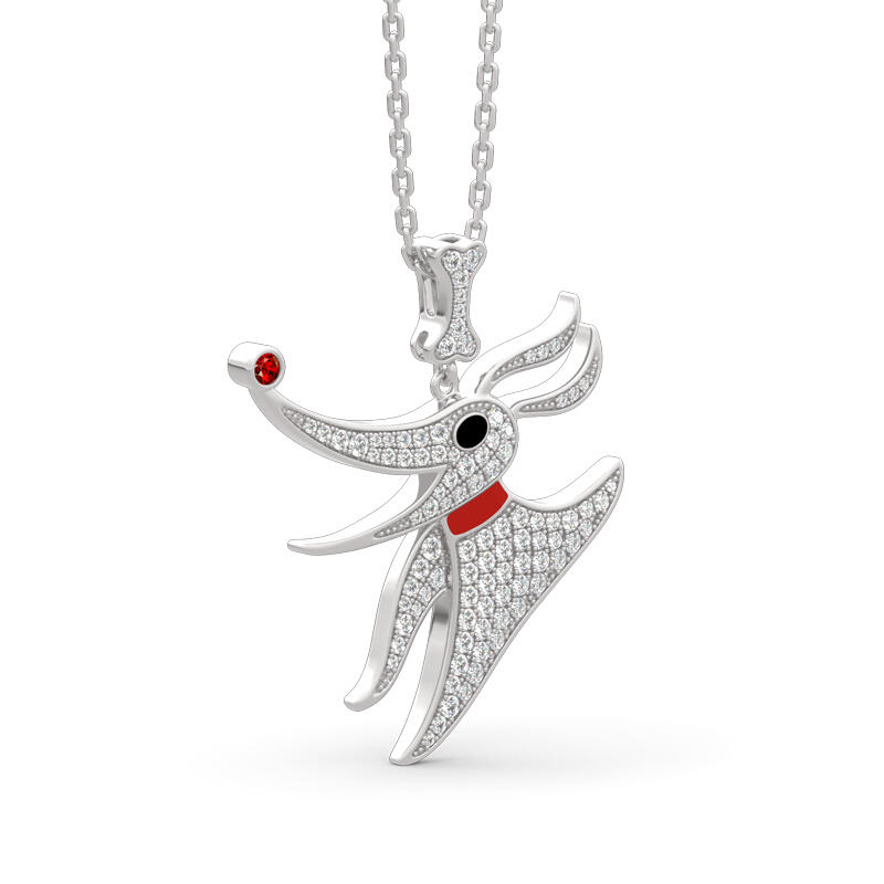 Jeulia "Ghost Dog" Sterling Silver Necklace