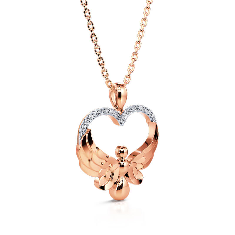 Jeulia Flying Angel Heart Pendant Sterling Silver Necklace