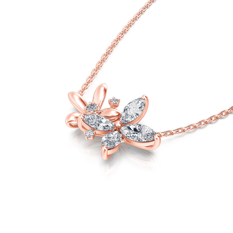 Jeulia "Bring the Miracle" Double Flower Sterling Silver Necklace