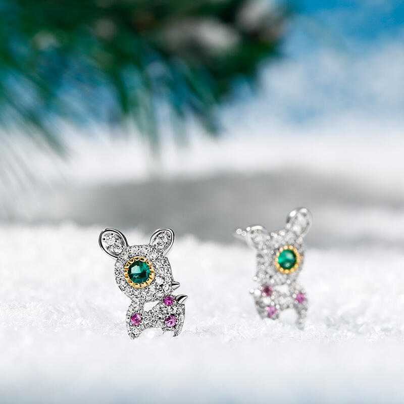 Jeulia "Christmas Reindeer" Sterling Silver Stud Earrings