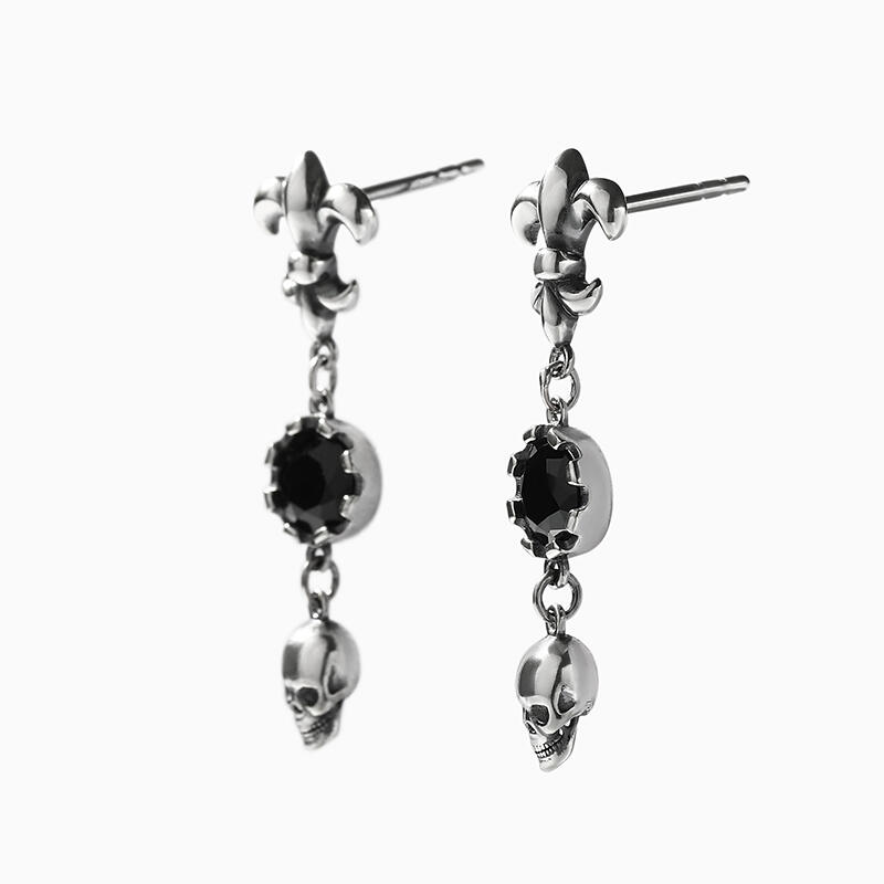Jeulia "Iris & Skull" Round Cut Sterling Silver Earrings