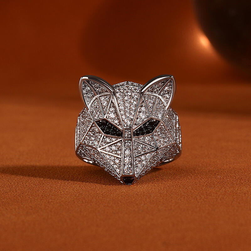 Jeulia Anillo especial con cara de zoroo de plata de ley