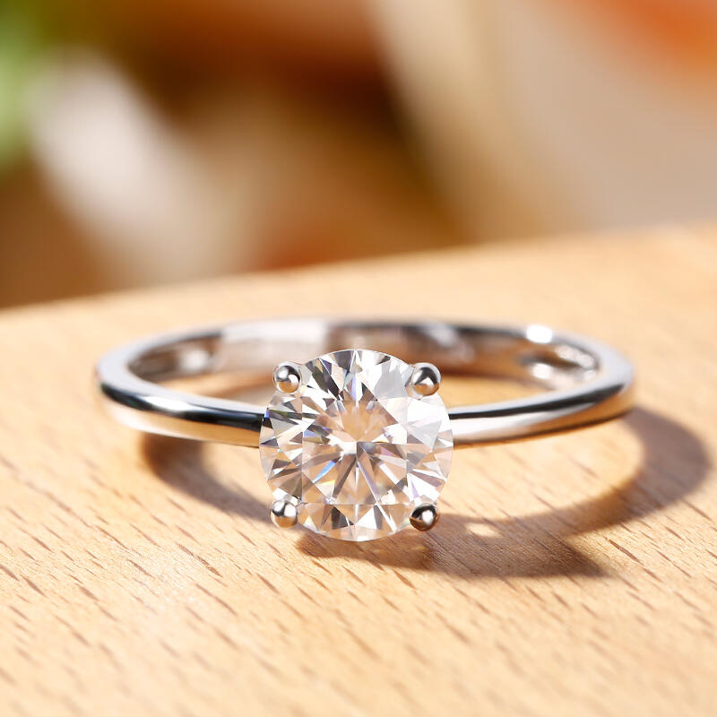 Jeulia Anillo 10K/14K/18K Oro De Talla Redonda Con Solitario En Oro