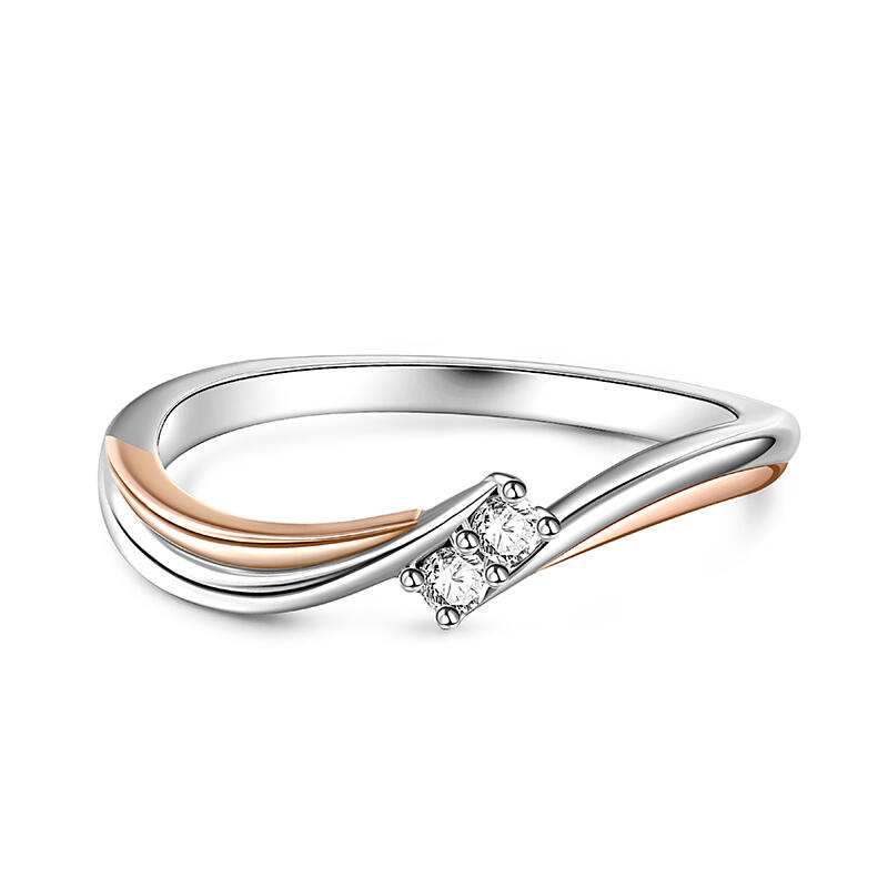 Jeulia Anillo Pareja para Mujer de Plata de Ley con Diseño en Forma de S y Corte Redondo