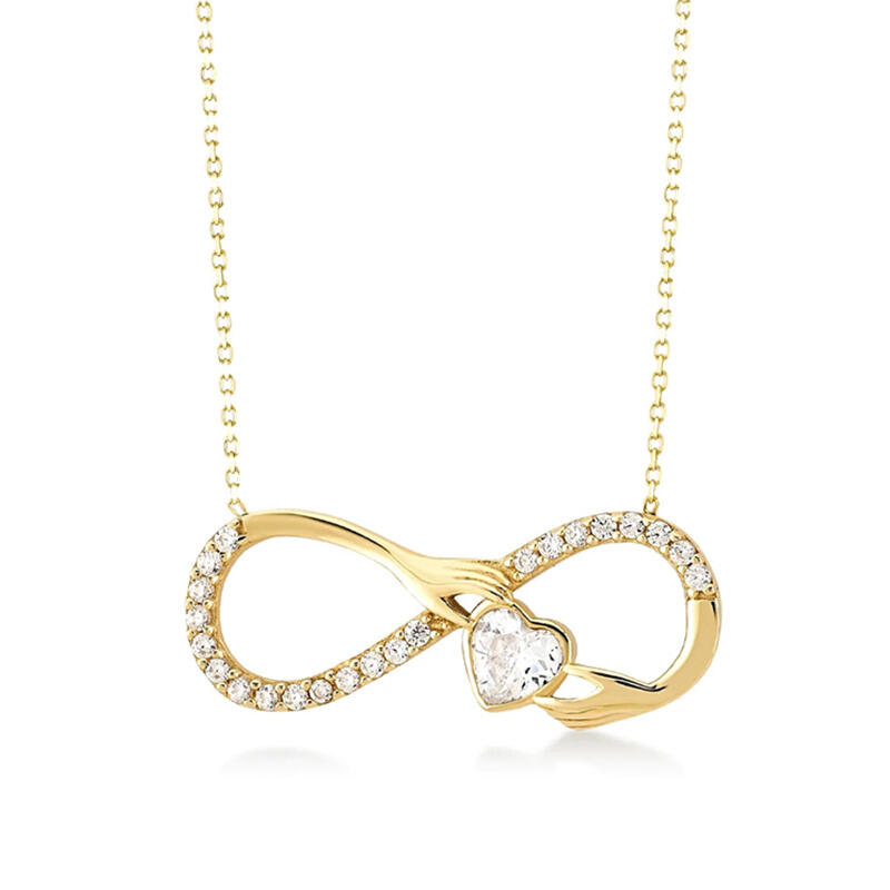 Jeulia "Infinity Love" Heart Cut Sterling Silver Claddagh Necklace