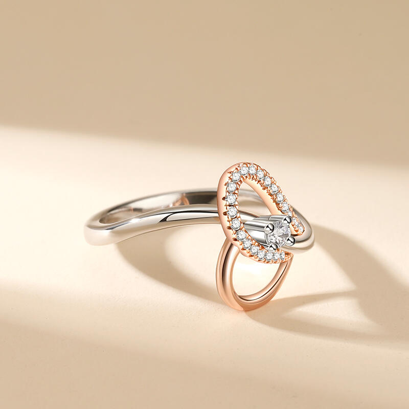 Jeulia Anillo Simple de Corazón Infinito en Plata Esterlina de Dos Tonos