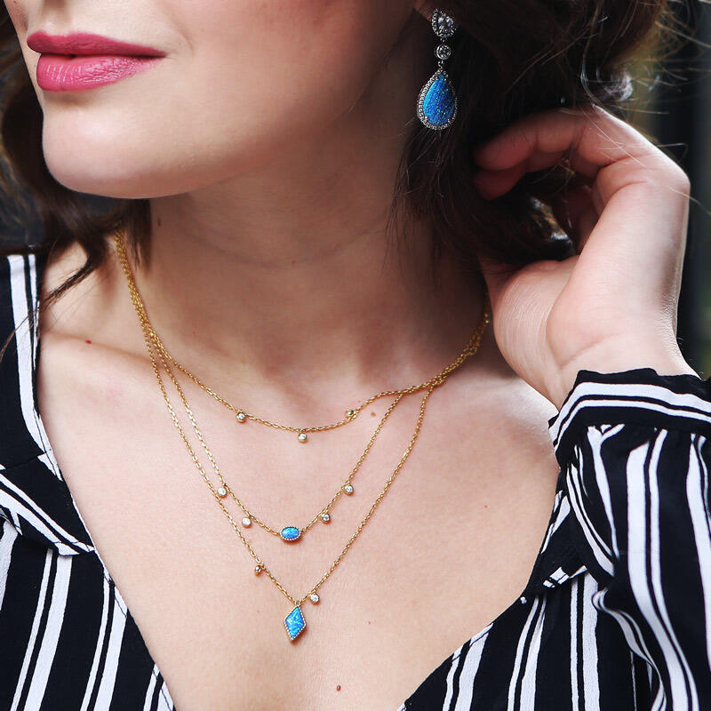 Jeulia Dreamlike ブルー オパール ピアス