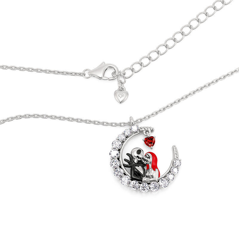 Jeulia Collar de Pareja Calavera Beso del Amor Verdadero con Piedra de Nacimiento