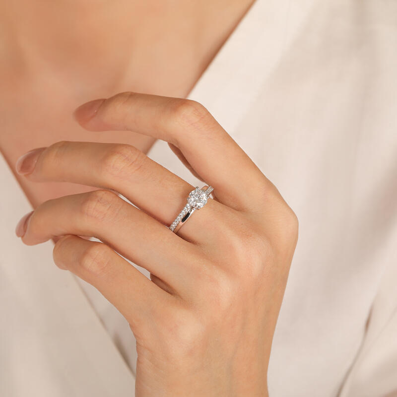 Jeulia Anillo de Compromiso Solitario Personalizado de Plata Esterlina
