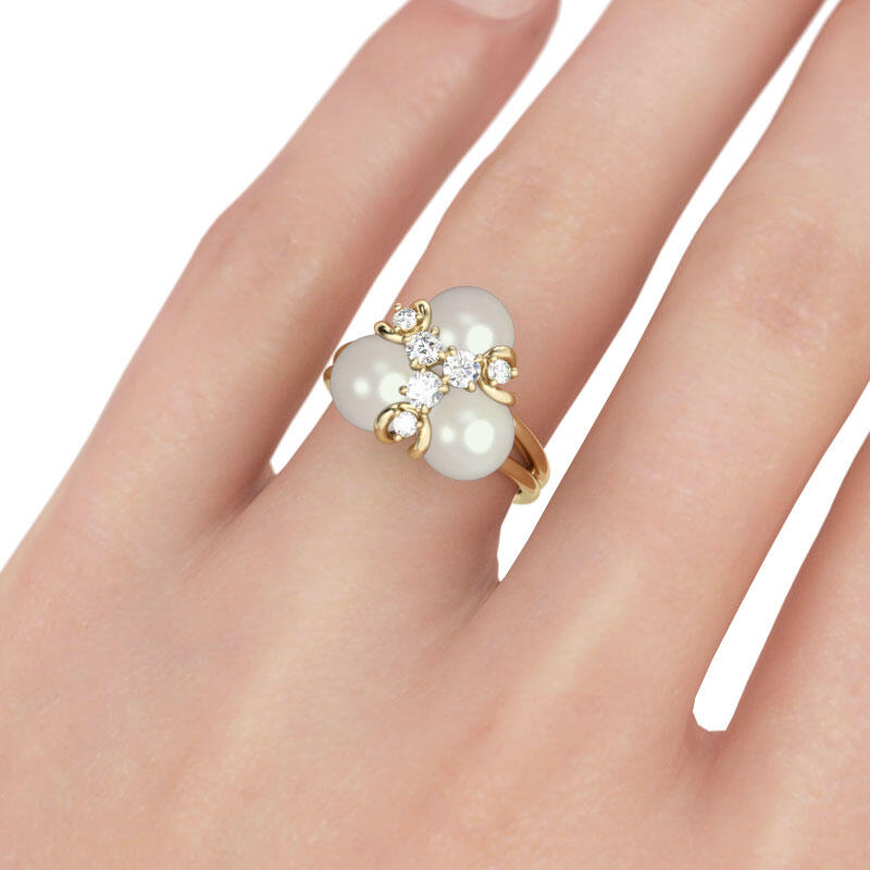 Jeulia Gold Tone Faux Pearl Sterling Silver Ring