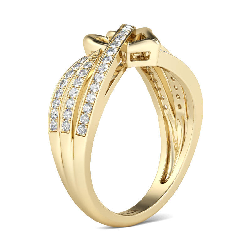 Jeulia Gold Tone Heart Design Round Cut Sterling Silver Women's Band