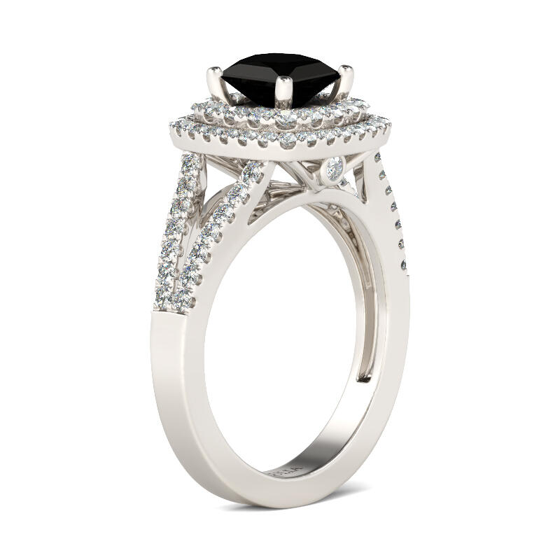 Jeulia Halo Split Shank Cushion Cut Sterling Silver Engagement Ring