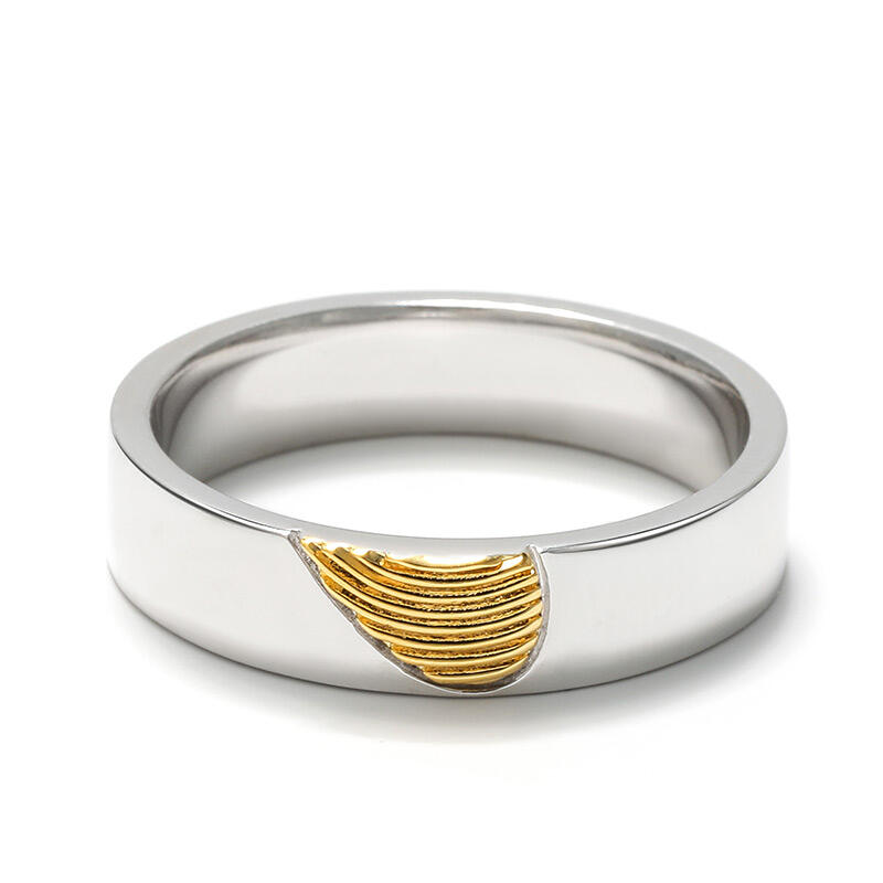 Jeulia ハート 指紋 デザイン シルバー メンズ リング