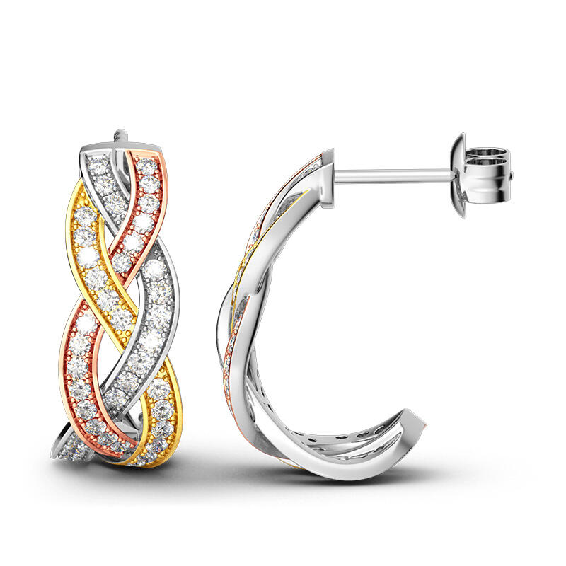 Jeulia Intertwined Tri-Tone Earrings