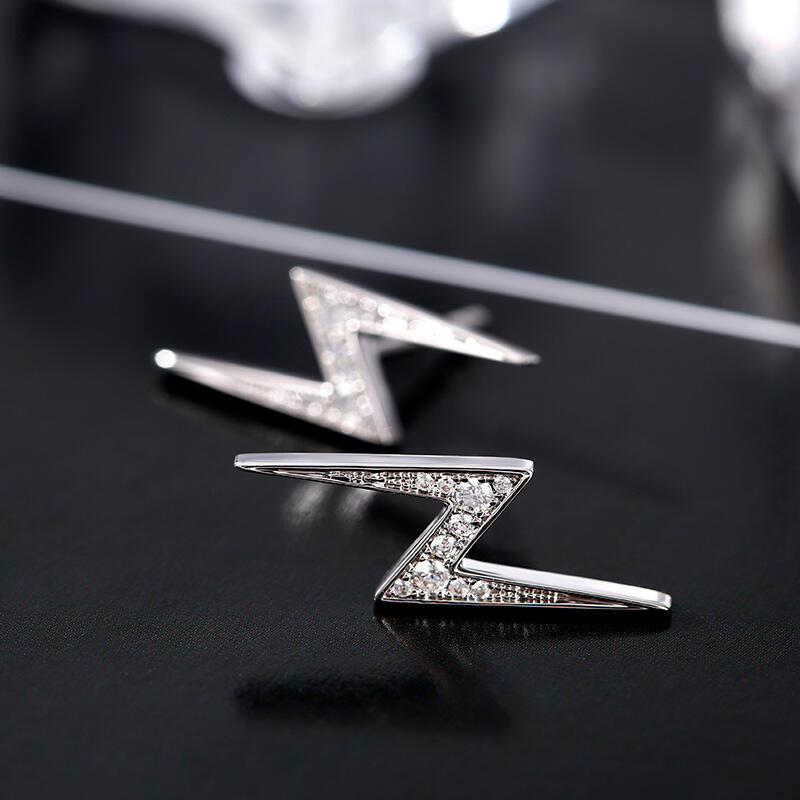 Jeulia Lightning Design Sterling Silver Stud Earrings