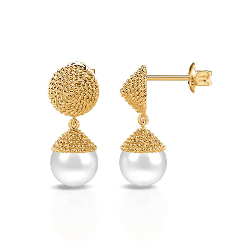 Jeulia Chevron Cultured Pearl Sterling Silver Drop Earrings