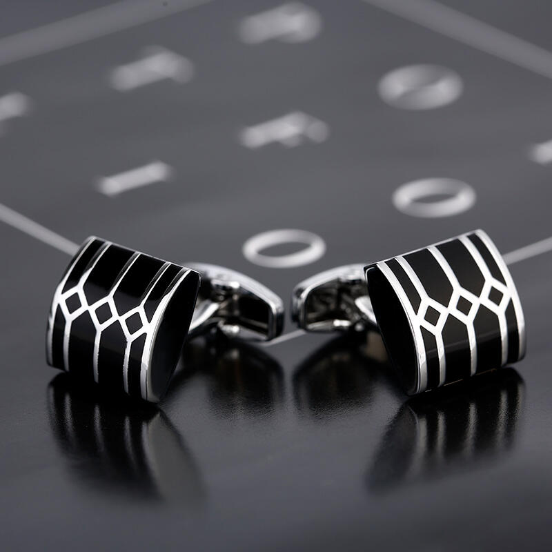 Jeulia Abotoaduras masculinas de cobre em formato geométrico