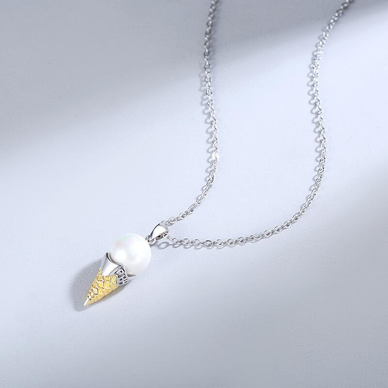 Jeulia Collar personalizado de nombre de plata y perlas de helado