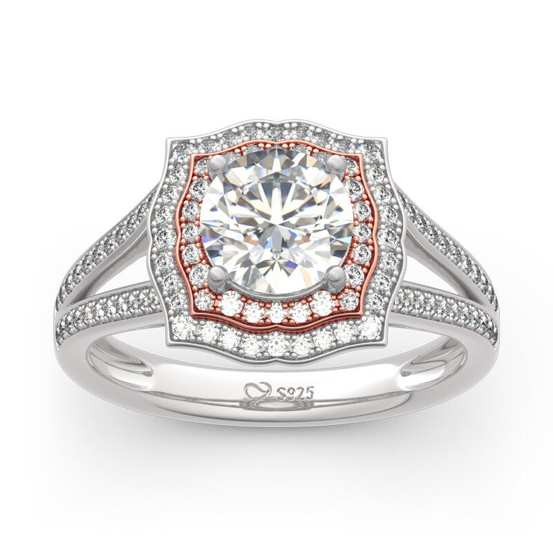 Jeulia Conjunto de joyas con halo redondo de dos tonos
