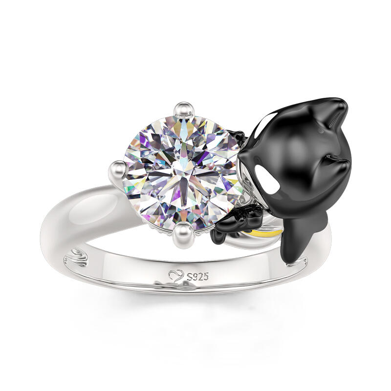 Jeulia Hug Me "Dark Knight" Batman Rundslipad Sterling Silver Ring