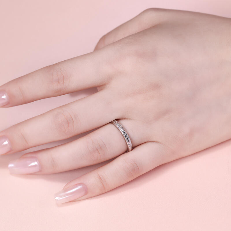 Jeulia Anillo de plata de ley tallado hoja única para mujer