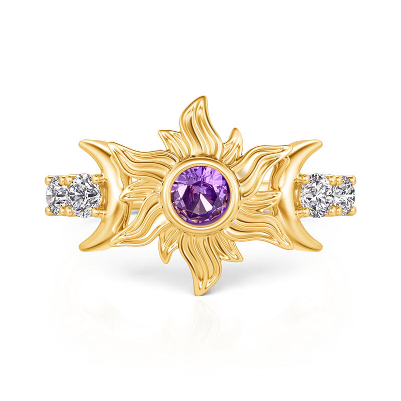 Jeulia Sun and Moon Fashion Gold Ring