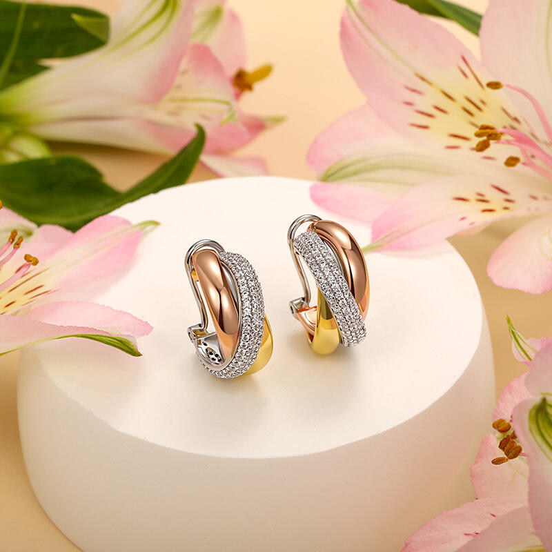 Jeulia Boucles d'Oreilles à Triple Couleur avec Pierres Précieuses Argent Sterling