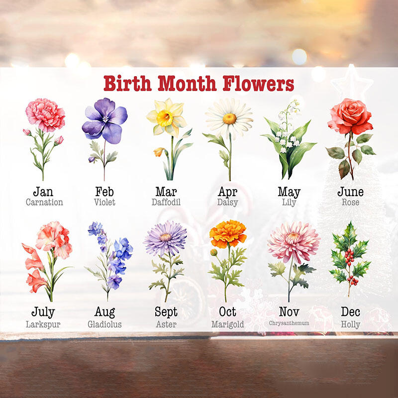 Personalized Name Christmas Gift Bags with Birthflower Pattern Beautiful Gift for Mother