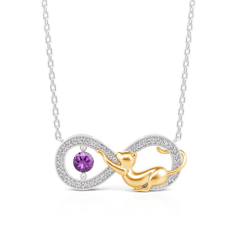 Jeulia Infinity Custom Birthstone Cat Necklace