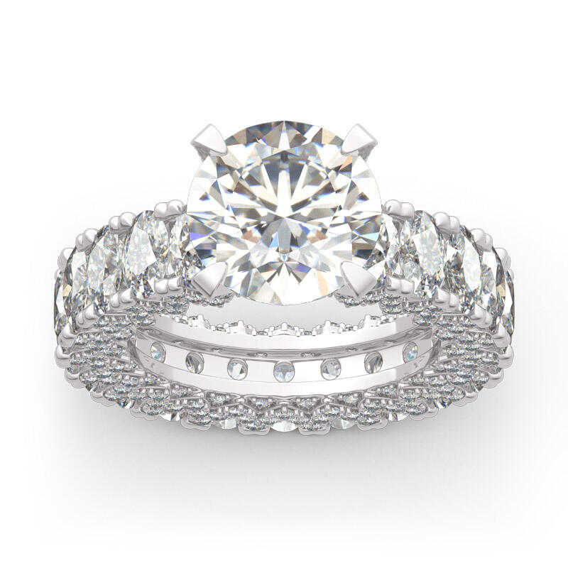 Jeulia Round and Oval Cut Eternity Sterling Silver Ring