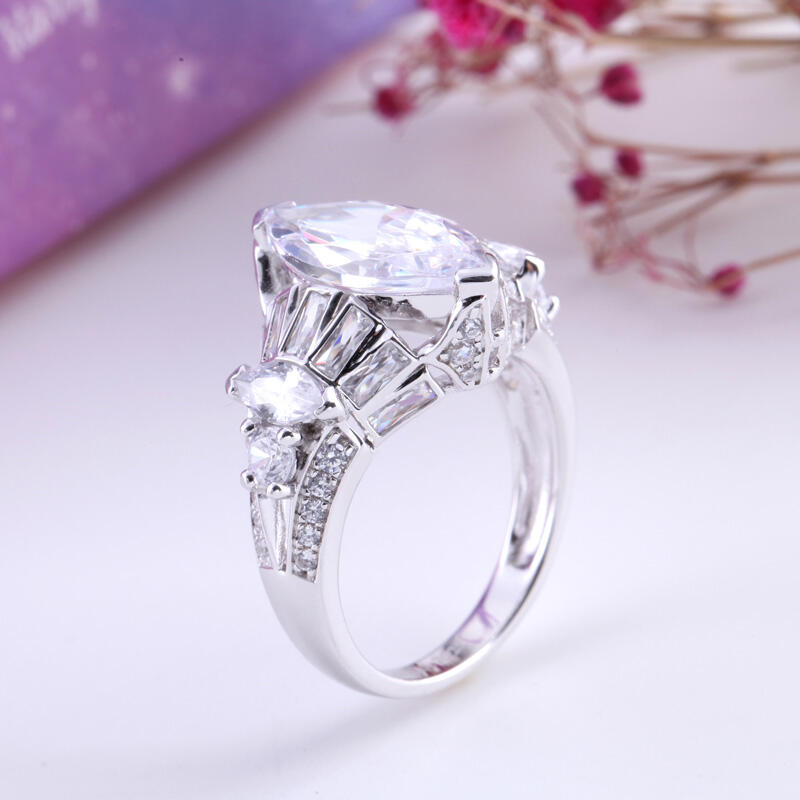 Jeulia Antique Marquise Cut Sterling Silver Ring