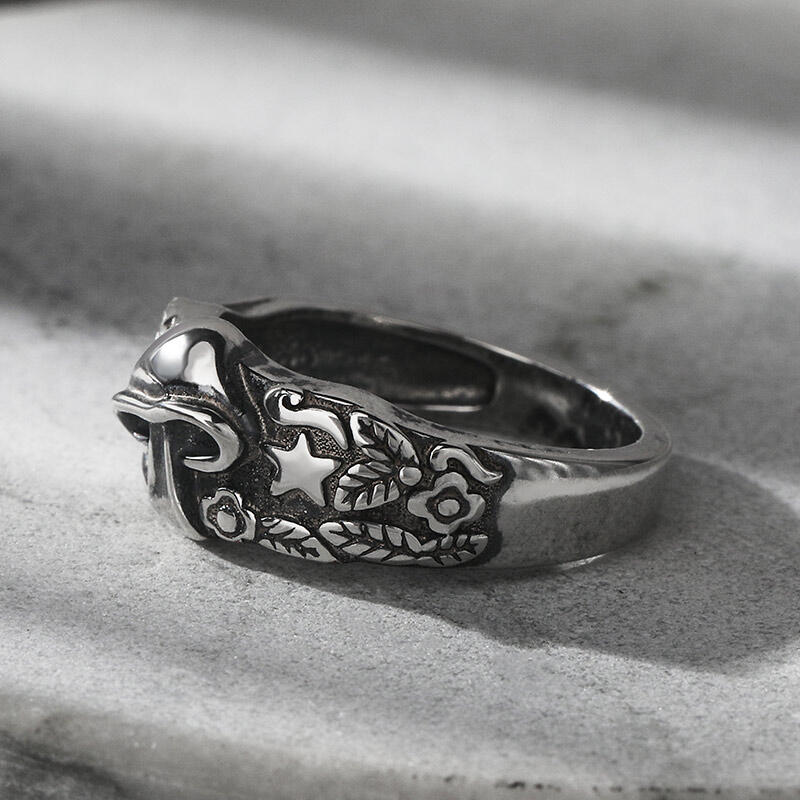 Jeulia Argolla vintage en forma de estrella de setas de plata de ley