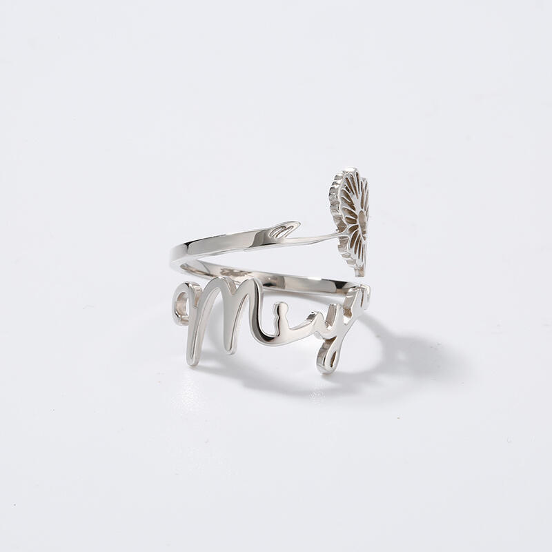 Bague Personnalisée Fleur de Naissance avec Prénom en Argent
