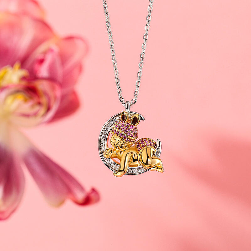 Jeulia Collar con forma de bebé lindo de plata de ley para madre