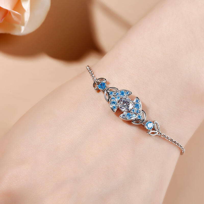 Jeulia Butterfly Round Cut Sterling Silver Bracelet