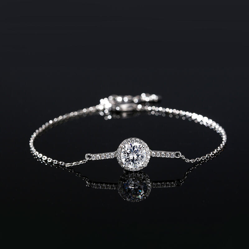 Jeulia Pulsera 10K/14K/18K oro de fina y simple con corte redondo