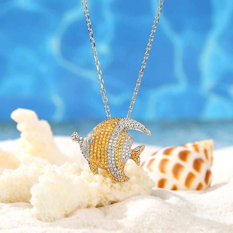 Jeulia "Lively Fish" Sterling Silver Necklace